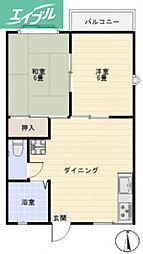 コーポアネックス 2DKの間取図画像