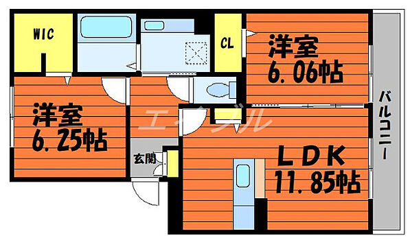 GLORIOUS　K ｜岡山県倉敷市西富井(賃貸アパート2LDK・1階・58.07㎡)の写真 その2