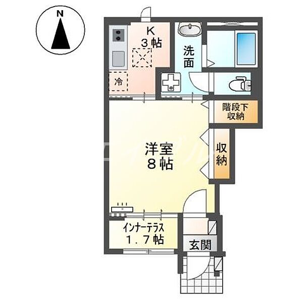 カーサ・フェリーチェI ｜岡山県倉敷市連島町西之浦(賃貸アパート1K・1階・33.81㎡)の写真 その2