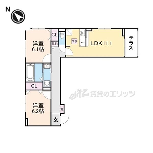 グレース讃良 103｜大阪府寝屋川市小路北町(賃貸アパート2LDK・1階・57.94㎡)の写真 その2