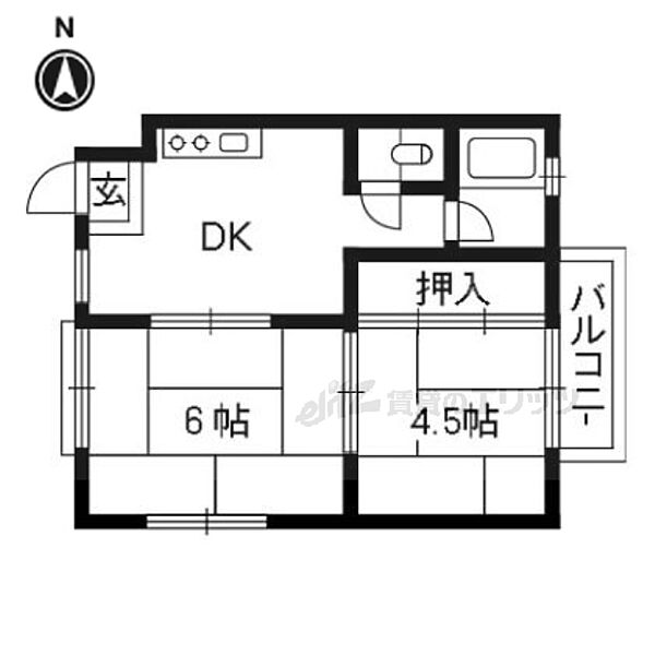 大阪府枚方市東船橋1丁目(賃貸マンション2K・3階・36.00㎡)の写真 その2