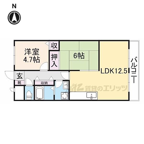 奈良県生駒市俵口町(賃貸マンション2LDK・2階・55.00㎡)の写真 その2