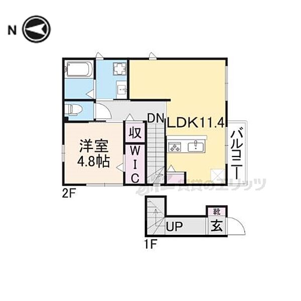 奈良県天理市二階堂上ノ庄町(賃貸アパート1LDK・2階・47.65㎡)の写真 その2