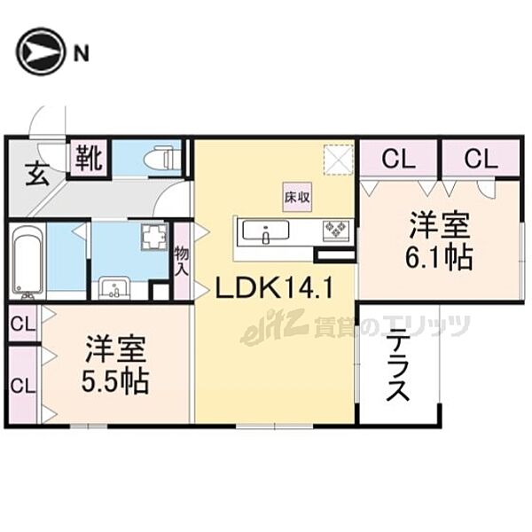 Ｅｍｏｕｖｏｉｒ 102｜大阪府枚方市伊加賀西町(賃貸アパート2LDK・1階・63.09㎡)の写真 その2