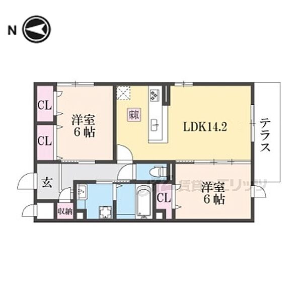 Ｒｅｐｏｓ 101｜大阪府枚方市伊加賀西町(賃貸アパート2LDK・1階・64.45㎡)の写真 その2