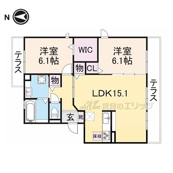 メゾン　ソレイユ 101｜奈良県奈良市東九条町(賃貸アパート2LDK・1階・65.05㎡)の写真 その2