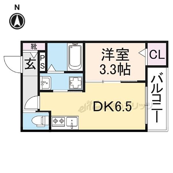 奈良県大和郡山市北郡山町(賃貸アパート1DK・3階・26.28㎡)の写真 その2