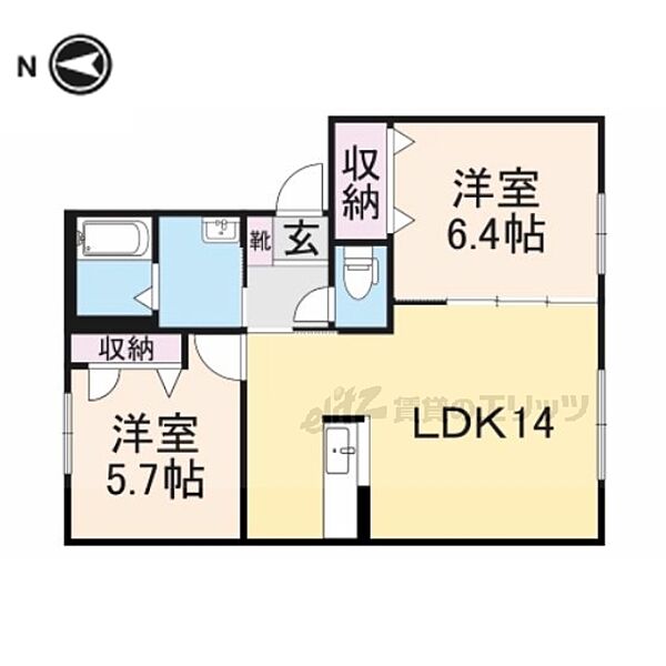 エトワールＤ 106｜奈良県生駒郡斑鳩町東福寺1丁目(賃貸アパート2LDK・1階・57.07㎡)の写真 その2