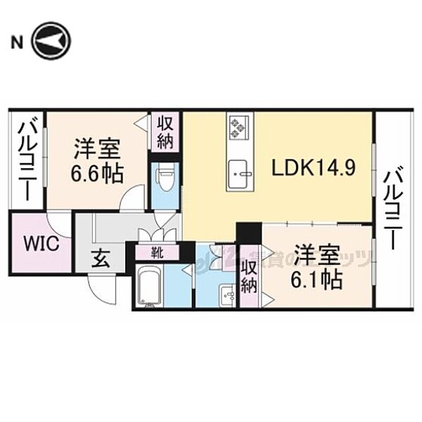 ミルフィーユ宮前 303｜奈良県奈良市三条宮前町(賃貸マンション2LDK・3階・66.20㎡)の写真 その2