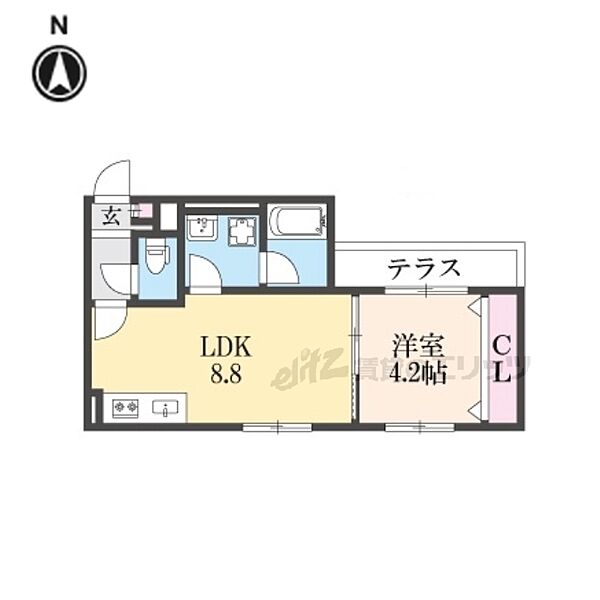 ＡＬＥＧＲＩＡ枚方Ｎｏｒｔｈ 103｜大阪府枚方市枚方元町(賃貸アパート1LDK・1階・32.71㎡)の写真 その2