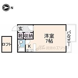 近鉄奈良線 富雄駅 徒歩21分の賃貸マンション 3階ワンルームの間取り