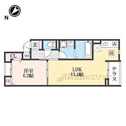 JR片町線(学研都市線) 寝屋川公園駅 徒歩7分の賃貸アパート 1階1LDKの間取り