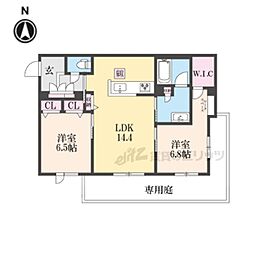 京阪本線 萱島駅 徒歩7分の賃貸アパート 1階2LDKの間取り