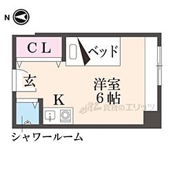 京阪本線 樟葉駅 徒歩34分の賃貸マンション 3階ワンルームの間取り
