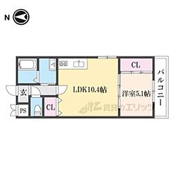京阪本線 樟葉駅 徒歩29分の賃貸アパート 3階1LDKの間取り