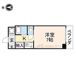 ラフィーネ枚方 2階1Kの間取り
