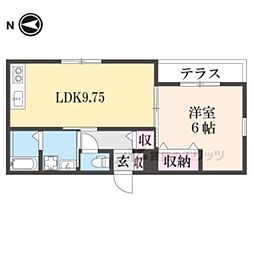 京阪本線 牧野駅 徒歩35分の賃貸アパート 1階1LDKの間取り