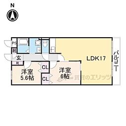 ウエストサイド楠葉 3LDKの間取図画像