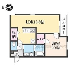 京阪本線 樟葉駅 徒歩14分の賃貸アパート 3階1LDKの間取り