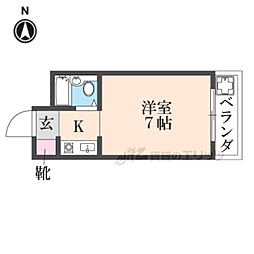 エスポワール御殿山 1Kの間取図画像