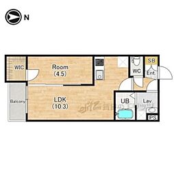 (仮称)ジーメゾンあやめ池エルシアス 1階1LDKの間取り