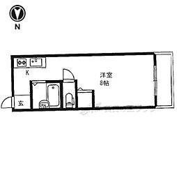 シャンテー三矢1 ワンルームの間取図画像