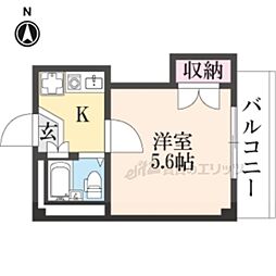 レオパレス光善寺第2 1Kの間取図画像