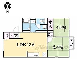 奥野ハイツ 2LDKの間取図画像