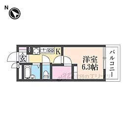 レオパレスひらかた 1Kの間取図画像