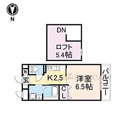 サンベル&寝屋川 1Kの間取図画像
