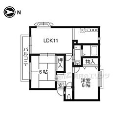 リバーランドジョイA棟 2LDKの間取図画像