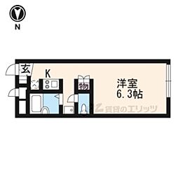 レオパレス千1 1Kの間取図画像