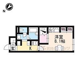 レオパレス私市 1Kの間取図画像