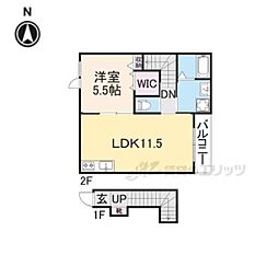 Poire東生駒 1LDKの間取図画像