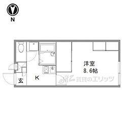 レオパレスプルメリア 1Kの間取図画像
