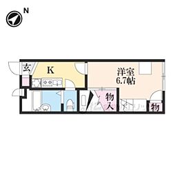 レオパレス星丘B 1Kの間取図画像