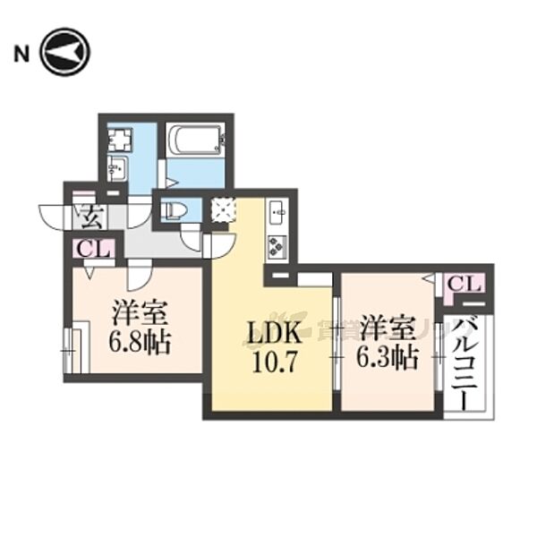 大阪府寝屋川市仁和寺本町4丁目(賃貸アパート2LDK・3階・53.98㎡)の写真 その2