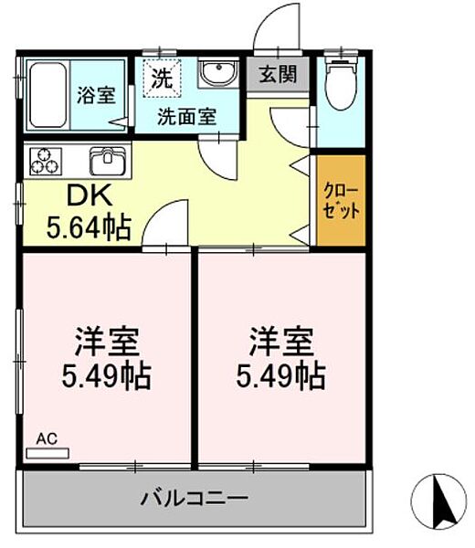 第1竹見荘 101｜東京都日野市三沢1丁目(賃貸アパート2DK・1階・40.00㎡)の写真 その2