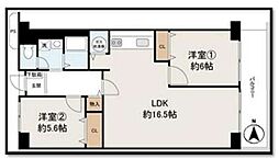 狭山スカイハイツ 2LDKの間取図画像