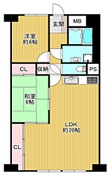 南海狭山コーポ1棟 2LDKの間取図画像