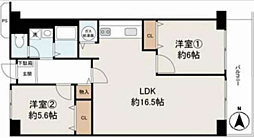 狭山スカイハイツ 2LDKの間取図画像