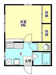 セリーヌ八番館 1階1Kの間取り