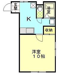 アンソレイユ平和 1Kの間取図画像