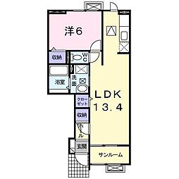 リベルテ2 1LDKの間取図画像