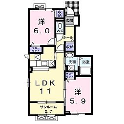 アンカープラッツツヴァイ 2LDKの間取図画像