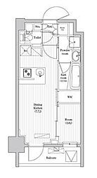 アジールコート蒲田 1DKの間取図画像