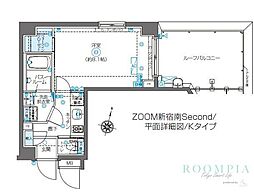 ZOOM新宿南Second 1Kの間取図画像