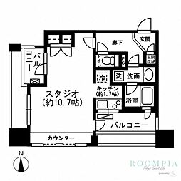 レジディアイチガヤ ワンルームの間取図画像