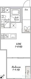 ルミークアン桜新町ノース 1LDKの間取図画像