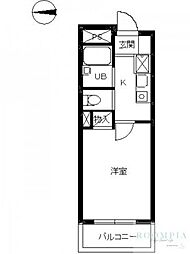 スカイコート神楽坂第2 1Kの間取図画像